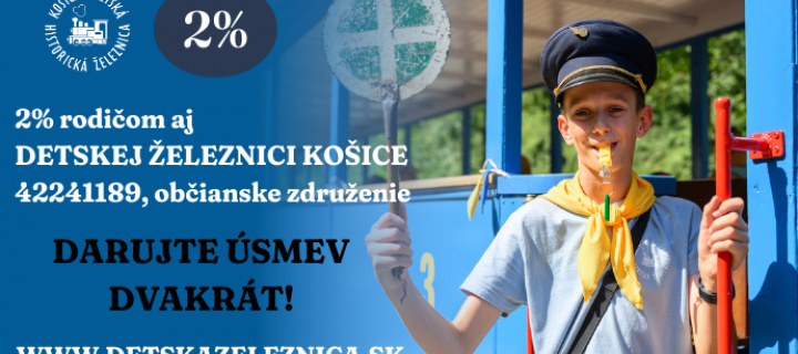 Darujte 2 % rodičom aj Detskej železnici!