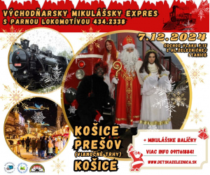 I. Východniarsky Mikulášsky Expres v smere Košice-Prešov vianočné trhy-Košice